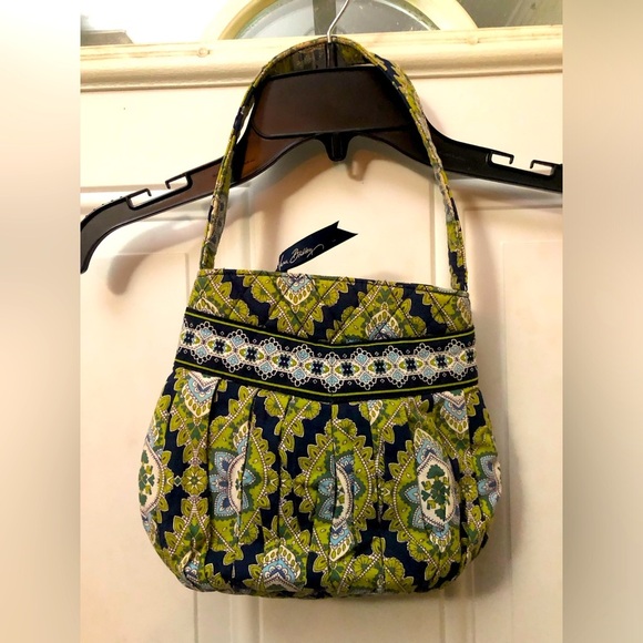 VERA BRADLEY Navy & Green Floral Small Hand Bag.      9”x8” - Picture 1 of 2